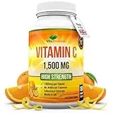 VitaPremium Vitamin C 1500mg per Tablet, High Strength 180 Vegan Tablets, Food Supplement, 6 Month Supply - Made in UK