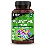 NEW LEAF PRODUCTS Multivitamin & Minerals 23 Essential Active Vegan High Strength Multivitamin Tablets for Women & Men with Iron A-Z Complete Daily Vegan Vitamins Gluten Free GMO Free (3 Month Supply) UK Made New Leaf