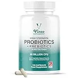 Vinco Supplements Vinco 80 Billion CFU Probiotics - 20 Strains with Prebiotics - 120 Vegan Capsules - Lactobacillus and Bifidobacterium Blend - Probiotics for Women and Men - 2 Months Supply - UK Made