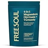Free Soul Magnesium Glycinate 4-in-1 Complex | 1283mg Bisglycinate, Citrate, Malate & 2000mg Turmeric & Black Pepper | 385mg Elemental High Absorption Magnesium Supplements | 90 Tablets | UK Made | Free Soul