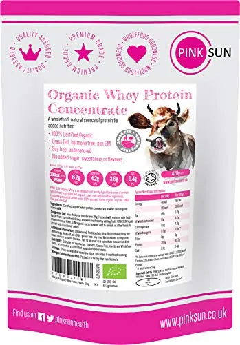 Pink Sun Organic Whey Protein Concentrate Powder Unflavoured