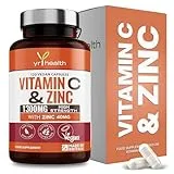 yrhealth Vitamin C 1300mg and Zinc 40mg High Strength - VIT C and Zinc for Maintenance of Normal Immune System - 120 Vegan Capsules not Tablets - 2 per Daily Serving - Made in The UK by YrHealth