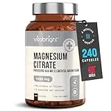 VitaBright Magnesium Citrate Capsules 1480mg | 444mg Elemental | 4 Months | Electrolytes & Hydration - Regular Daily Use | Magnesium Supplements for Women & Men | Not Powder or Tablets | VitaBright
