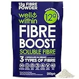 Well Within 12g Soluble Fibre Supplement, 40% NHS Daily Intake, 3in1 Fibre Powder : Inulin Acacia FOS, 3 Types of Fiber. 200g Bag. 2 Servings =12g Fiber. Well Within, for Women, Men, Kids, Dissolves in Drinks