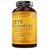 Nutravita Nutravita Lutein Natural Eye Supplement – 90 Vegan Capsules - Zeaxanthin, Bilberry Extract, Vitamins A, B12 & Zinc – for Maintenance of Normal Vision – Made in The UK