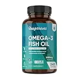 WeightWorld Omega 3 Fish Oil 2000mg - 240 Softgels (4 Months Supply) - 660mg EPA & 440mg DHA - Omega 3 Fatty Acids Supplements - Fish Oil Capsules - Made in the UK - Gluten-Free & Lactose-Free Capsules