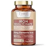 Time Health Gentle Iron – High Strength 24mg Iron Plus Natural Vitamin C – 180 Capsules - for Men and Women – Active & Bioavailable Form – UK Made Supplement – GMP Standards – Zero Additives – Vegan