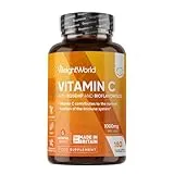 WeightWorld Vitamin C 1000mg Vegan with Rosehip, 180 Tablets for 6 Months (1 Single a Day), Vitamin C Supplement (Ascorbic Acid) and Bioflavonoids from Citrus Aurantium, Magnesium Stearate and Gluten Free