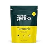 Nutrition Geeks Turmeric Tablets 2000mg with Black Pepper & Ginger - 120 High Strength Curcumin Supplements - Easy Swallow Tablets (Not Turmeric Capsules or Powder) - Vegan - UK Made
