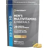 Horbäach Multivitamin Tablets for Men | 180 Count | 28 Essential Nutrients | with Zinc, Magnesium, Vitamin D3, B12 and More! | Vegan Supplement | By Horbaach