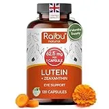 RAIBU Lutein and Zeaxanthin Supplement - 4 Month Supply - 50mg Lutein with 12.5mg Zeaxanthin, Eye Vitamins A & B2 - Vegan Eye Support Formula - 120 Capsules, 1 Capsule Daily