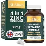 Bio Mirco BioMirco Zinc Supplements 30mg High Strength 4-Form Complex - Picolinate Gluconate Citrate Bisglycinate with Copper - Vegan Capsules for Men and Women - 120 Capsules 4-Month Supply UK Made