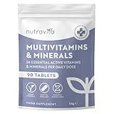 Nutravita Nutravita Multivitamin Tablets for Women & Men - 26 Essential Vitamins & Minerals, Vitamin C, D, Iron, Zinc - Immune System Support - 3 Month Supply - Vegan Multivitamins - Made in The UK