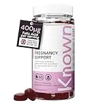 Known Known Pregnancy Support Gummies with 400mcg Folic Acid – Raspberry Flavour – Vegan Prenatal Multivitamin Gummy Supplement – with Vitamin D3, K, C, E, B12, Biotin & Zinc – 1 Month Supply