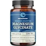Nobi Nutrition Magnesium Glycinate 500mg | Chelated for High Absorption | Muscle Relaxation, Bones, Heart, Nerve, Rest & Calm Support for Women & Men | Magnesium Chelate Supplement & Bisglycinate Complex | 120ct