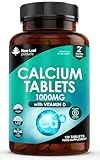 NEW LEAF PRODUCTS Calcium and Vitamin D3 Tablets - Calcium Supplement - 120 High Strength Tablets with Vitamin D3 - Made in The UK by New Leaf Bone & Muscle Health
