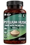 NEW LEAF PRODUCTS Fibre Supplement 4000mg Psyllium Husk with Acidophilus - High Strength - Natural Soluble Fiber Supplement from Plantago Ovata Seeds, 360 Psyllium Husks Capsules Vegan, Made in UK by New Leaf