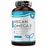 Nutravita Nutravita Vegan High Strength Omega 3 2000mg Soft Gels - 600mg DHA & 300mg EPA per Serving - Plant-Based Omega 3 Softgels Derived from Sustainable Algal Oil - 60 Vegan Softgels - Made in The UK