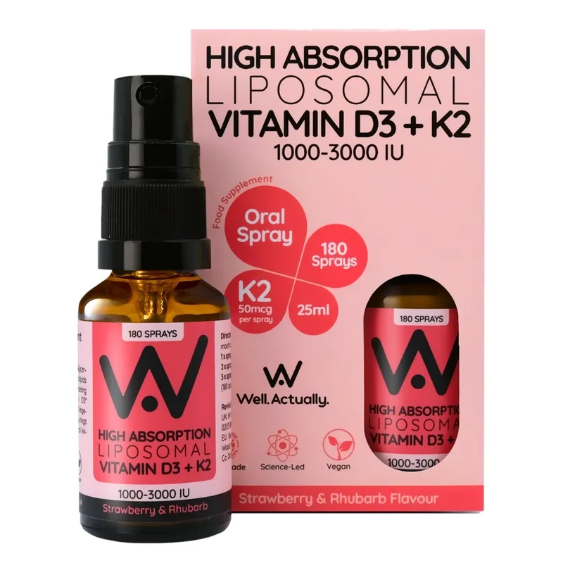 Well.Actually. Well.Actually. Liposomal Vitamin D3 (2000iu) + K2 - Spray - Straw. & Rhub