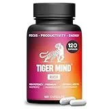 Tiger Mind Tiger Mind Rush Nootropics Brain Supplement with Vitamins B12, B6, Folic Acid (B9), Lion's Mane, Ginkgo Biloba & More | For Energy, Focus & Memory Functions | Non-GMO, Vegan, Made in the UK, 120 Count
