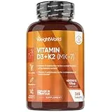 WeightWorld WeightWorld Vitamin D3 4000IU & K2 125μg (MK7) | 365 VIT D Tablets | 1 Year Supply | Easy to Swallow VIT D (6mm in Size) | 1 per Day | Cholecalciferol Form | Vitamin D3 K2 Supplements