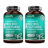 Nutravita Nutravita 60 Billion CFU Probiotic Cultures, Scientifically Backed Lactospore®, 2 Packs of 60 Vegan Capsules, Enteric Coating to Ensure Probiotics are Delivered Directly to The Gut, Made in the UK