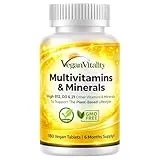 Vegan Vitality Vegan Vitality Multivitamins & Minerals with High Strength Vitamin B12, D3 & K2. 180 Multivitamin Tablets - 6 Months Supply. Multivitamin Tablets for Women and Mens Multivitamin. Suitable for Vegans