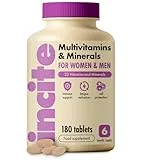 Incite Nutrition Incite Nutrition Multivitamin Tablets, 180 Vegan Tablets, 6 Month Supply, Daily Formula with 23 Vitamins & Minerals, Immune Support, Energy, Bone Health, Suitable for Vegetarians & Vegans