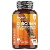 WeightWorld Curcumin Capsules | 25,000mg Turmeric | 180 Capsules | 6 Months Supply | 95% Curcuminoids | Turmeric Supplement with 600mg Black Pepper Powder & 20mg Ginger | Vegan Curcumin Herbal Supplements