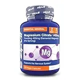 Zipvit Zipvit Magnesium Citrate 1400mg, Provides 400mg Elemental Magnesium, Highly Absorbable for Bone, Muscle & Energy Support. 120 Vegan Capsules, 2 a Day, 2 Months Supply.