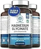 PharmaZen Magnesium Glycinate High Strength 1500mg - High Absorption, Easy to Digest - UK Made Supplement for Sleep & Energy - Mag Bisglycinate with Vitamin B6 Tablets - 300mg Elemental Magnesium - 60 Capsules