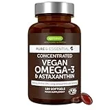 Igennus Healthcare Nutrition Igennus Vegan DHA & EPA Omega 3 90 Servings,1344mg Algae Oil & Astaxanthin Antioxidant, Pure & Sustainable, 400mg DHA & 200mg EPA, Easy-to-Swallow, 180 Small Softgels