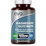 EVO NUTRITION Magnesium Glycinate Supplements 1875mg | 120 High Strength Capsules | Supports Sleep, Relaxation, Energy & Cognitive Health | High Absorption Bisglycinate, 375mg Elemental | UK Made EVO Nutrition
