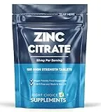 Right Choice Supplements Zinc Citrate 50mg Tablets – 180 High Strength Vegan Tablets (6 Months Supply) – Highly Absorbable Zinc Supplements for Maintenance of Normal Immune System, Bones, Hair, Skin & Nails – Made in UK