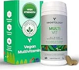 VEGETOLOGY Vegetology Vegan Multivitamin Tablets for Women and Men, 26 Chelated Vitamins and Minerals with Iron, Vitamin B12, D3 and K2, Metabolic, Brain, Immune Support, 60 Tablets, 2 Months Supply, Ages 11+