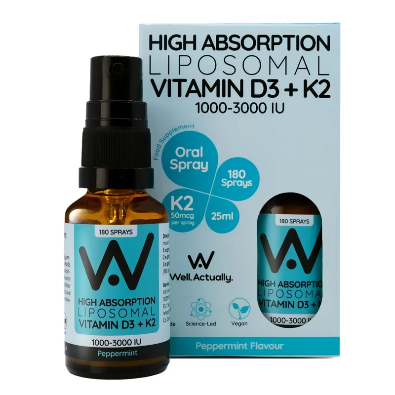 Well.Actually. Well.Actually. Liposomal Vitamin D3 (2000iu) + K2 - Spray - Peppermint