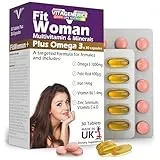 VitaGenerics VITAGENERICS FitWoman High Strength Multivitamin & Minerals + Omega 3 | x30 Tablets, x30 Capsules | 1000mg Omega 3, Folic Acid, Iron, Zinc, Selenium, Biotin, Vitamin C, B-Complex. UK Made for Women
