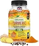 VitaPremium Turmeric and Black Pepper Capsules for Anti-Inflammatory and Joint Pain Relief - 180 Organic Capsules - High Strength Turmeric Curcumin Supplement with Added Black Pepper and Ginger - Made in UK