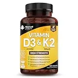 NEW LEAF PRODUCTS Vitamin D3 K2 - Vitamin D3 4000iu & Vitamin K2 100ug (MK7) 4 Months Supply, Supports Immunity, Calcium Absorption and Bone Health, Non-GMO, UK Made by New Leaf 120 Micro Small Vegetarian Tablets,