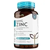 Nutravita Nutravita Zinc Tablets 50mg – 365 Vegan Tablets for 6 Months Supply – Zinc Supplement High Strength for Maintenance of Normal Immune System, Bones, Hair, Skin & Nails – Made in the UK